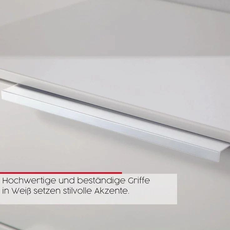 Rauch Möbel Flipp, schmale Hochkommode mit viel Stauraum für Flur, Wohnzimmer, Schlafzimmer, Alpinweiß/Glasfront Weiß, 5 Schubkästen, Griffe weiß, 40 x 100 x 42 cm – Bild 8