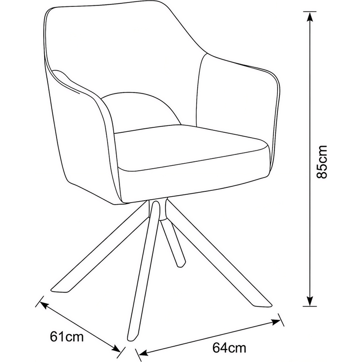 Wohn Schick TAVIRA Drehstuhl, TV4S77GX,Farbe: grau, Gestell: schwarz,Taschenfederkern, mit Armlehnen - H 85 cm x T 61 cm x B 64 cm – Bild 2