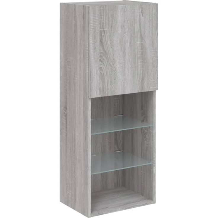 vidaXL 4-tlg. Wohnwand mit LED-Beleuchtung Grau Sonoma Holzwerkstoff 3216659 – Bild 7