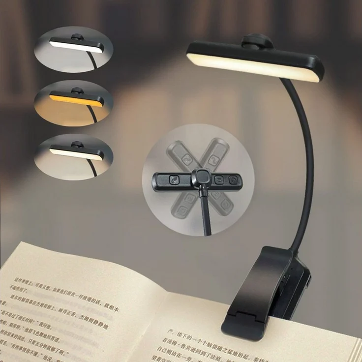Luckice LED Leselampe mit 3 Farbtemperatur Modi 5 Helligkeitsstufen, 360° Flexibel Leselicht für Nachtlesen ins Bett 80H lange Akkulaufzeit, Dauerbeleuchtung 24LED augenschonende Leuchtmittel – Bild 1
