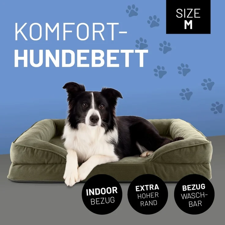 Lumaland Hundebett Indoor Cord M 90x65x18cm olivgrün vakuumiert – Bild 2