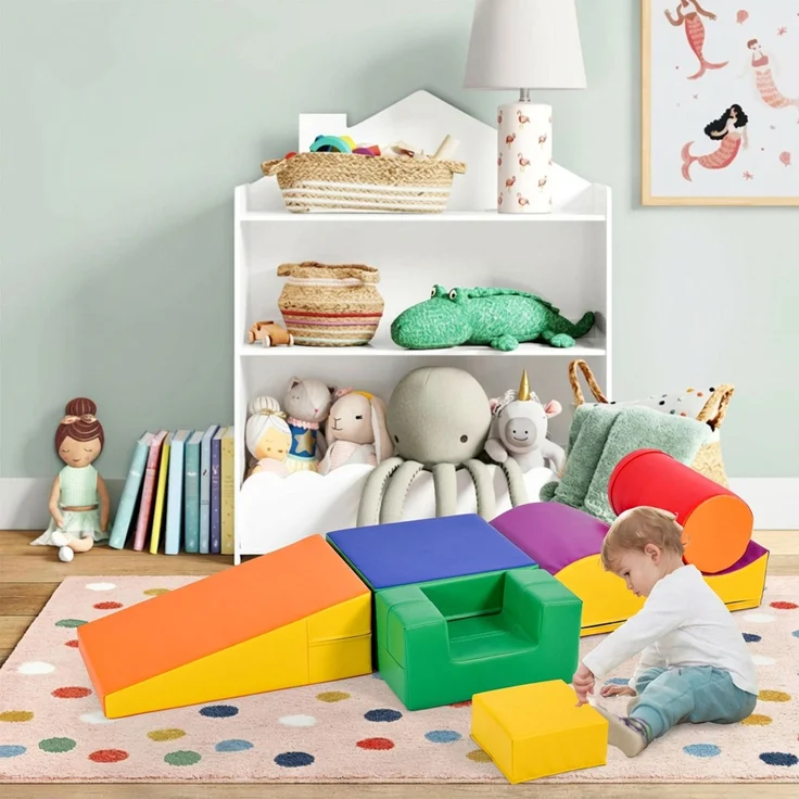 6 TLG Riesenbausteine zum Toben & Klettern Großbausteine für Kinder. Treppe und Rutsche für Kinder - Spielzeug zum Klettern, Rutschen und Krabbeln. im Vorschulalter & Babys Softbausteine, bunt. – Bild 4