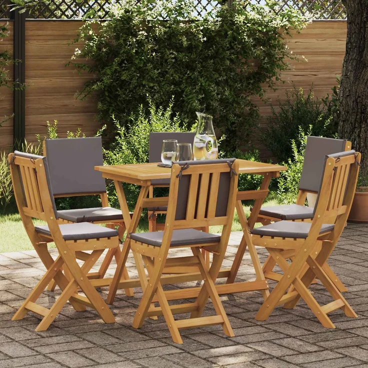 vidaXL Außen Bistro-Stühle mit Kissen 6 pcs Dunkelgrau 38 x 46 x 85 cm 3416295 – Bild 1