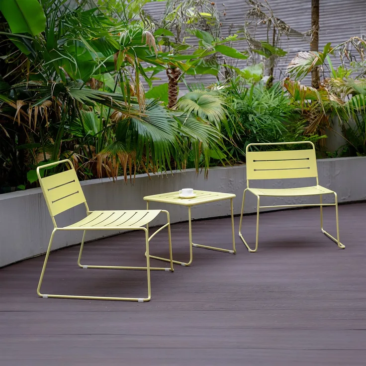 Gartenmöbelset Andria Stahl 3-tlg. Vanillegelb [casa. pro]