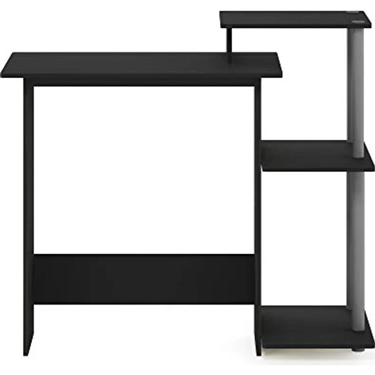 Furinno Efficient Home Laptop Notebook Computertisch mit quadratischen Regalen, Schwarz/Grau – Bild 9