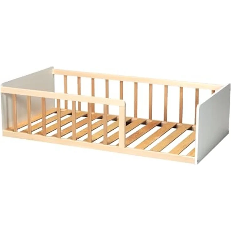 WEBER INDUSTRIES Pilou Bett, 70x140 cm + Lattenrost, Weiß und Natur – Bild 5
