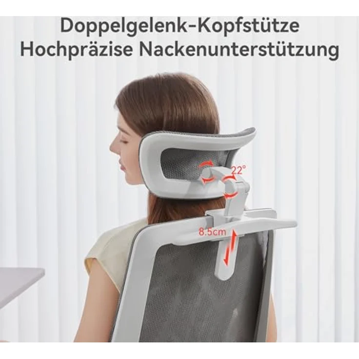 SIHOO M59AS Ergonomischer Bürostuhl mit Doppelsitzlehnen-Design und adaptiver Lendenwirbelstütze, Mesh-Schreibtischstuhl für das Homeoffice (Weiß) – Bild 4