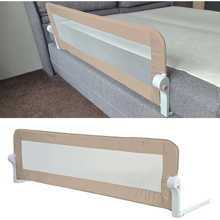 Premium Baby Bettgitter Rausfallschutz Beige 150x43cm