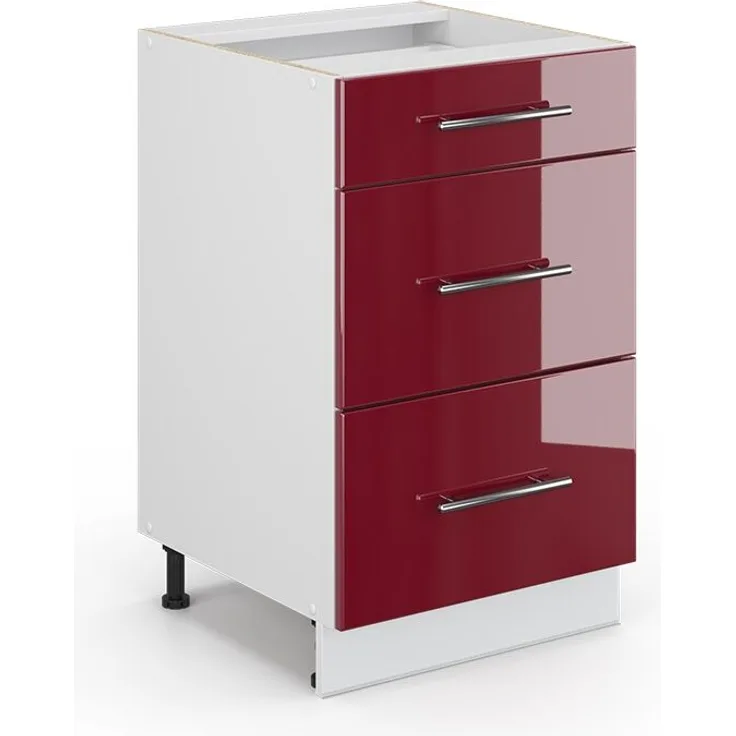 Küchenunterschrank Fame-Line Bordeaux Hochglanz 50 cm ohne Arbeitsplatte Vicco