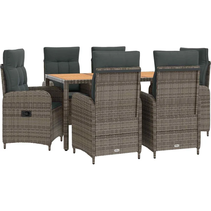vidaXL Outdoortisch-Set 7 stk. Hellgrau und Dunkelgrau 3422281 – Bild 2