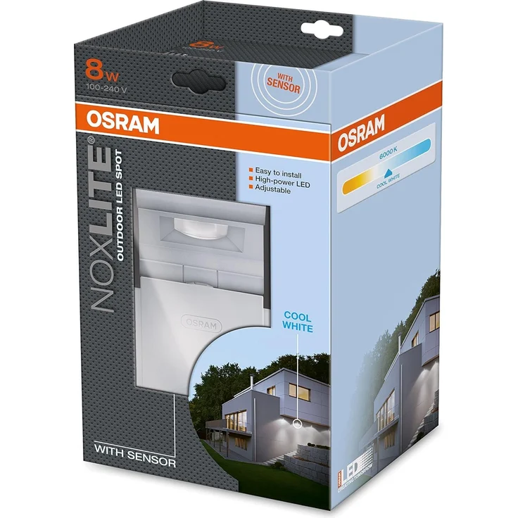 Osram LED-Spot, Noxlite, aussenenlampe, aussenenstrahler 60° schwenkbar und 70° kippbar, Bewegungsmelder, Daemmerungssensor, weiss kaltweiss - 6000K – Bild 2