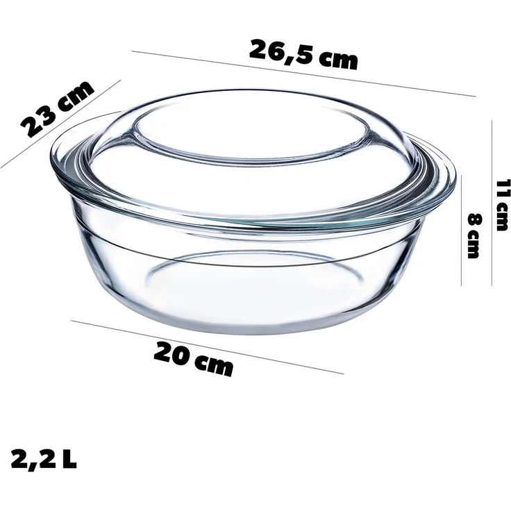 KADAX 2,2 l hitzebeständige Form mit Deckel, kleines, rundes Glas zum Backen – Bild 3