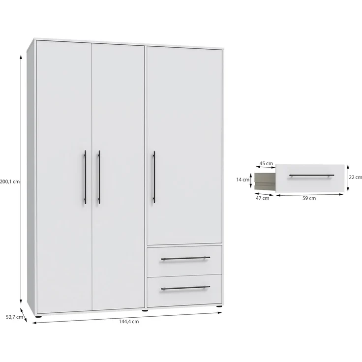 Forte Kleiderschrank MOKKARIS - Schlafzimmer Drehtürenschrank in Weiß (120) – Bild 9
