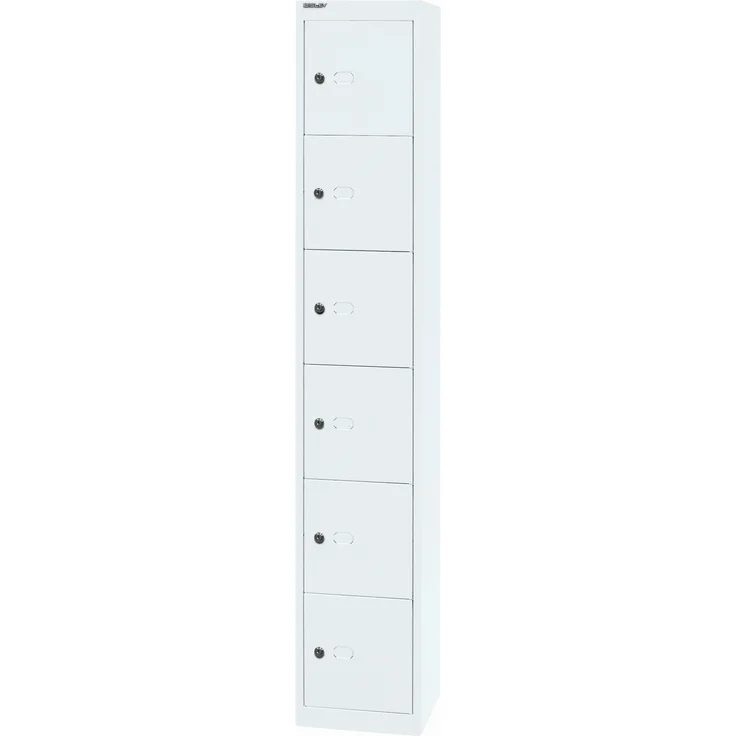 Bisley Schließfachschrank Office, 1 Abteil, 6 Fächer, T 457 mm, Farbe verkehrsweiß – Bild 3