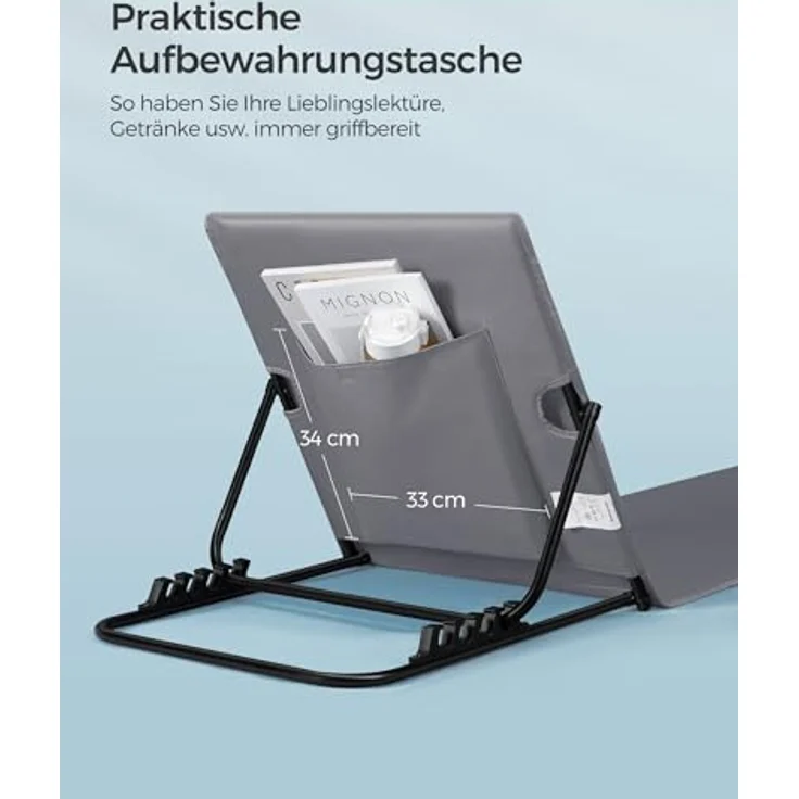 Songmics Strandstuhl, 2er Set, Campingstuhl, Sonnenliege, Strandliege, klappbar, verstellbare Rückenlehne, leicht tragbar mit Griff, für Camping, Garten, Pool, 158x55 cm, schiefergrau GCB251G01 – Bild 8