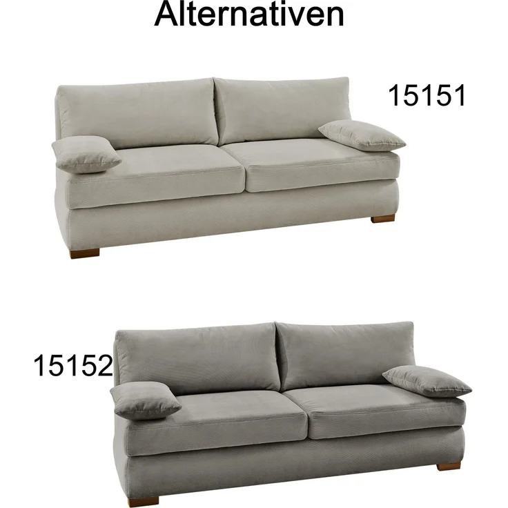 Dauer-Schlafsofa Federkern Couch mit Topper und Bettkasten in Feincord Hellgrau – Bild 9