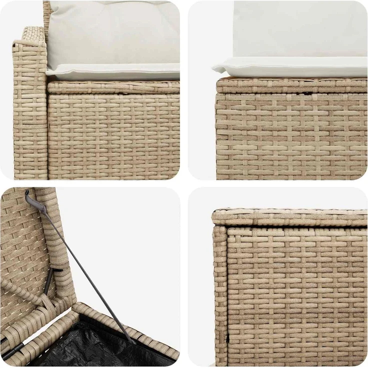 vidaXL Sofa Set 5 stk. Beige und Cremeweiß Polyrattan und Stahl 3447824 – Bild 7