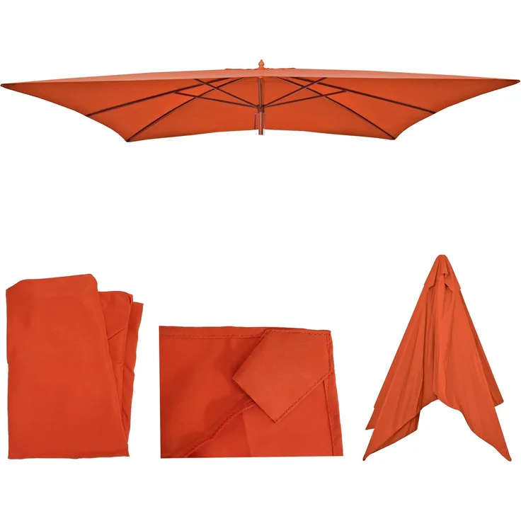 Ersatz-Bezug für Holz-Sonnenschirm Florida 2x3m, Sonnenschirmbezug Gartenschirmbezug ~ terracotta