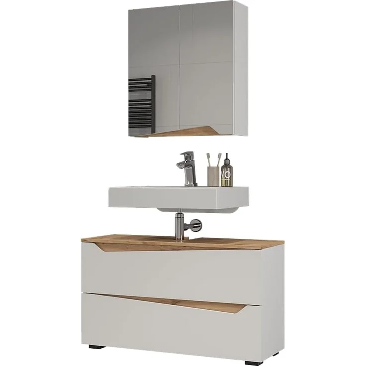 Badmöbel-Set Marelle Weiß/Artisan-Eiche 2-teilig Vicco – Bild 6
