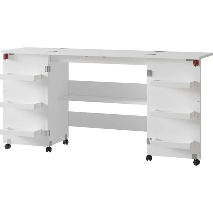 Nähtisch Carmen Weiß 160 x 80.2 cm mit 6 Regalfächer Vicco