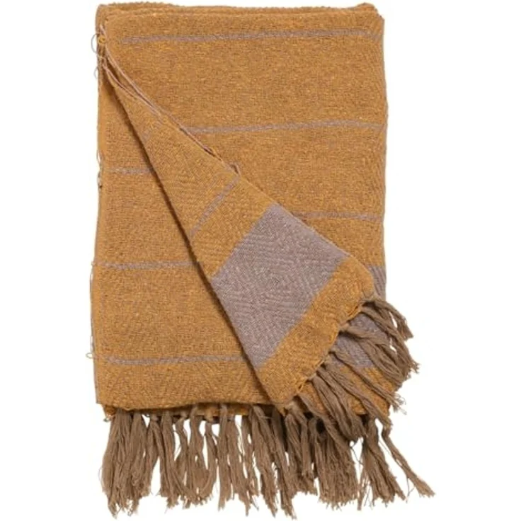 Decke Überwurf Streifen Design 100% Baumwolle 130x180 cm Skandinavisch Cara Amber/Rost – Bild 6