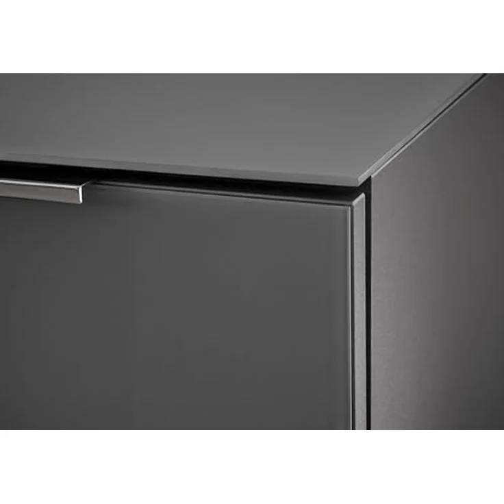 Stella Trading Sideboard Kommode SANTORIN Anthrazit mit Glasfront, Schrank Korpus in Anthrazit mit Oberboden in Glas und Schubladen für Ihren Wohnbereich - 226 x 99 x 40 cm (B/H/T) – Bild 4