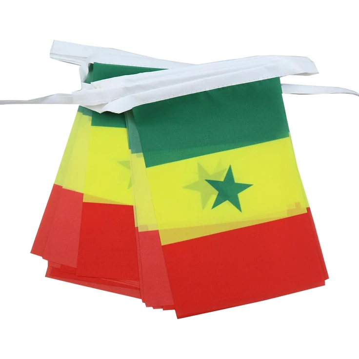 AZ FLAG - Fahnenkette Senegal 6 Meter Mit 20 Flaggen - 21x14 cm - Senegalesische Girlande Flaggenkette 14x21 Cm
