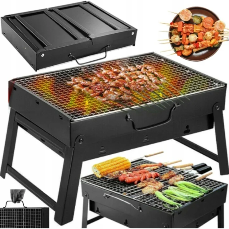 Klappgrill Koffer Holzkohlegrill 36x29x7 cm tragbar für Camping Picknick – Bild 3