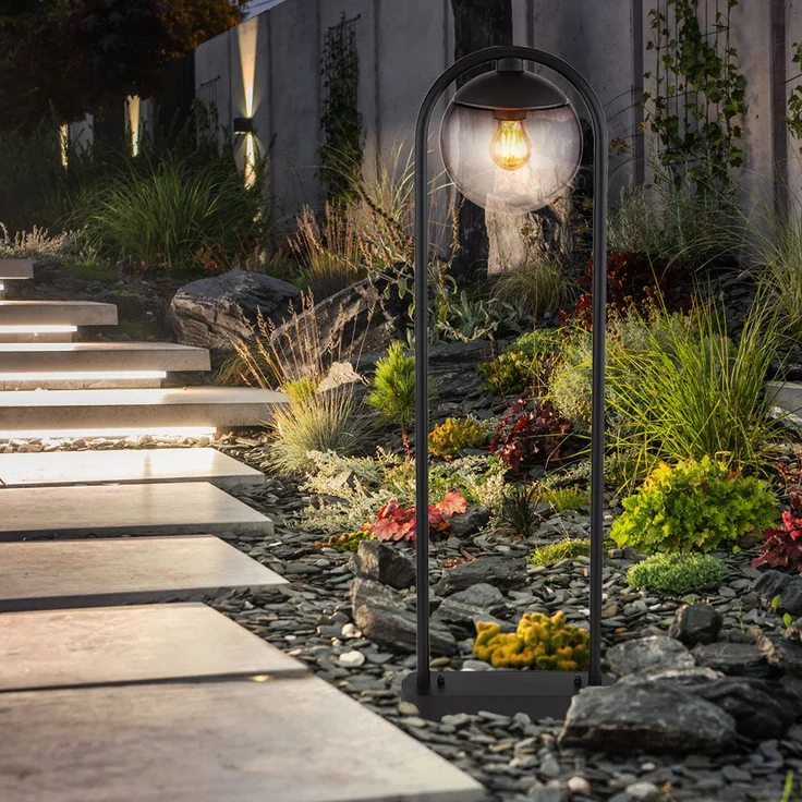 Stehleuchte, Glaskugel, schwarz, rauch, IP44, H 100 cm – Bild 4