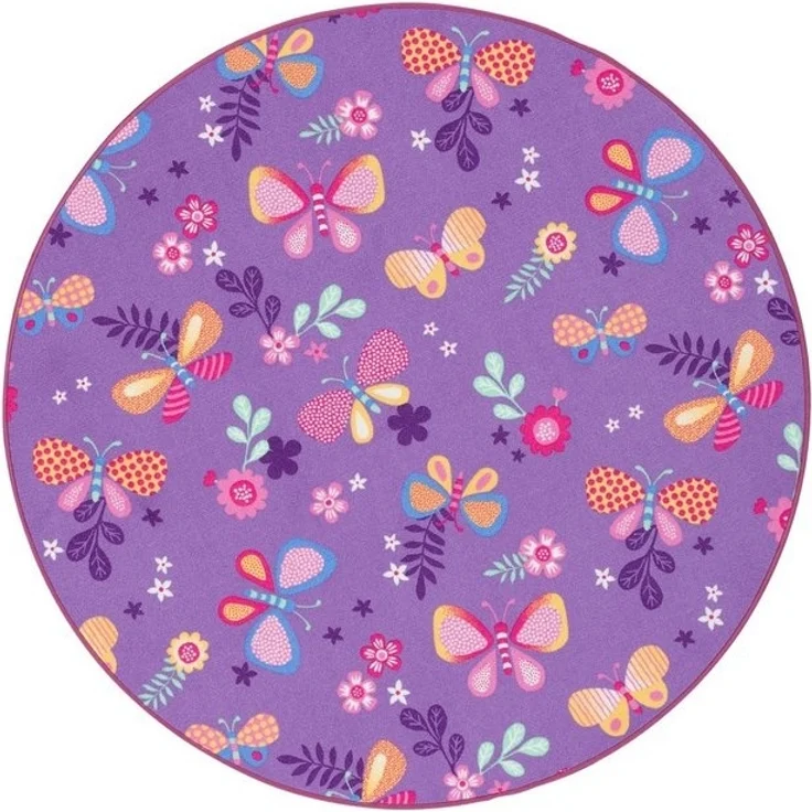 Snapstyle Kinderteppich Kinder Spiel Teppich Schmetterling Rund, Rund, Höhe: 4 mm – Bild 4