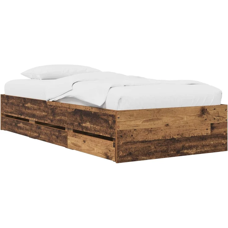 vidaXL Bettgestell mit Stauraum mit Schubladen Altholz Holzwerkstoff 3429608 – Bild 2