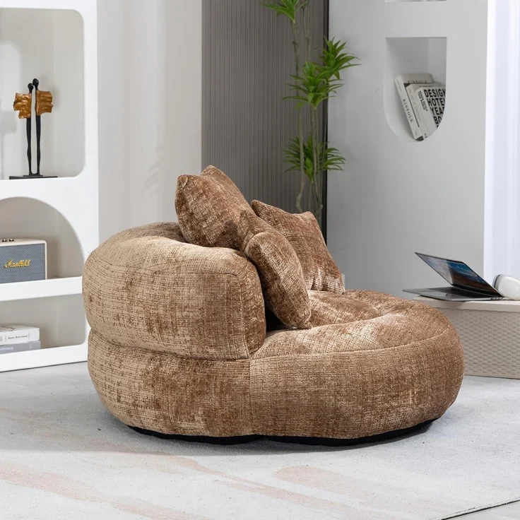 Couch Lounger Boneless Sitzsack Gaming Chenille Bezug Braun – Bild 3