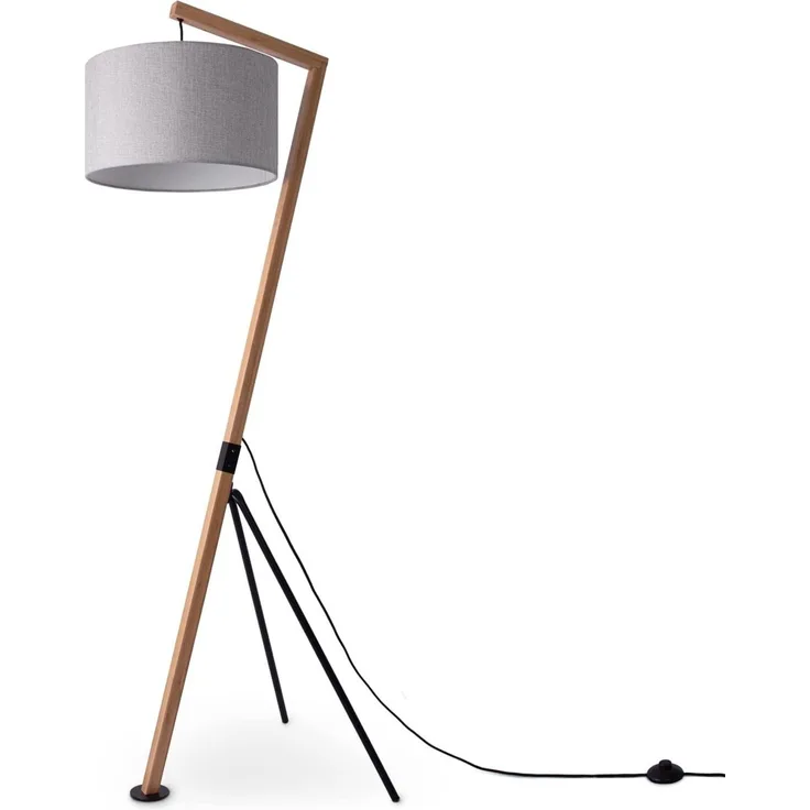 Paco Home Stehlampe GALLOW, ohne Leuchtmittel, Modern Wohnzimmer Dreibein Holz Metall Vintage E27 Galgen