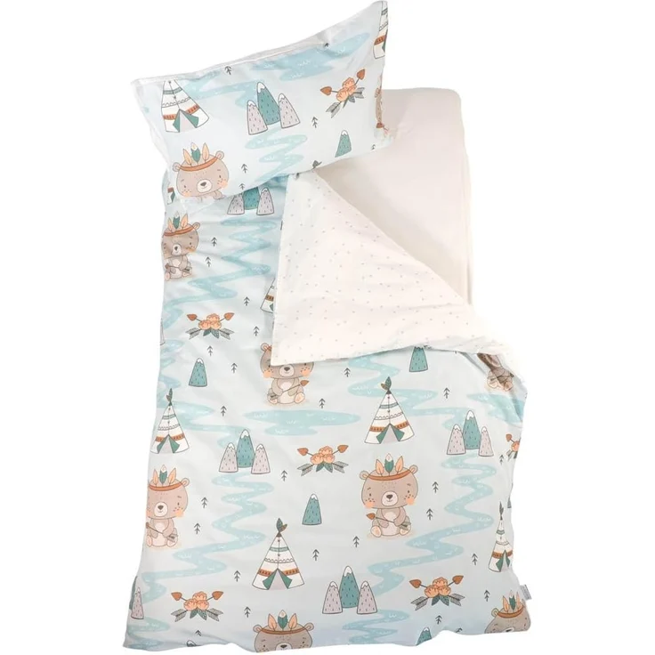 Puckdaddy Kinderbettwäsche Mare 100x135 cm - Bärchen-Design Weiß/Blau – Bild 2