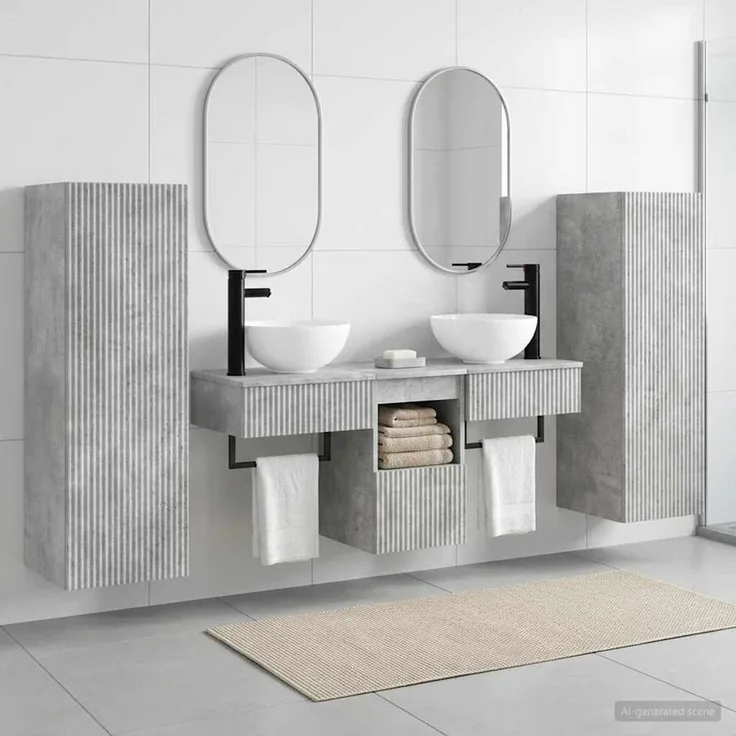vidaXL Badezimmerschrank-Set 5 stk. Betongrau 33 x 34,5 x 100 cm 3405966