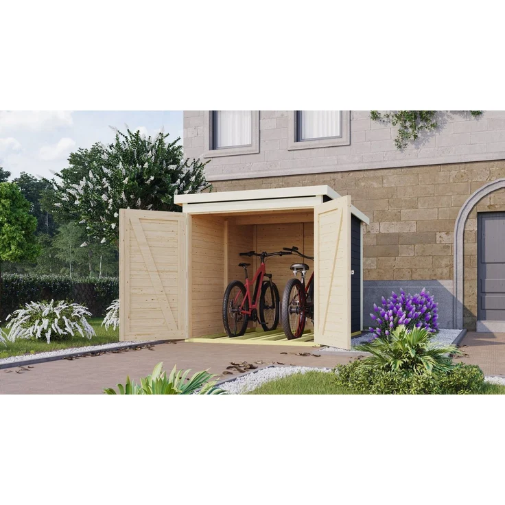 Karibu Fahrradbox Fahrradgarage mit Einschub und Halterung für bis zu 3 Fahrräder, in 2 Ausführungen, BxTxH: 162,5 x 216 x 167 cm – Bild 3