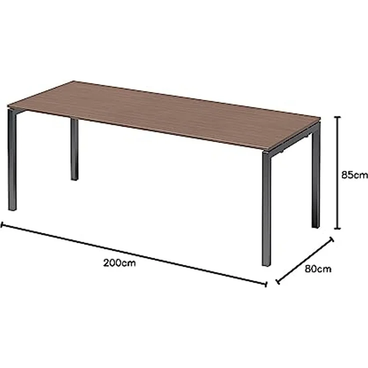 BISLEY Cito Schreibtisch, 740 mm höhenfixes U-Gestell, Metall, Wn334 Dekor Nußbaum, Gestell Anthrazitgrau, 80 x 200 x 85 cm – Bild 2