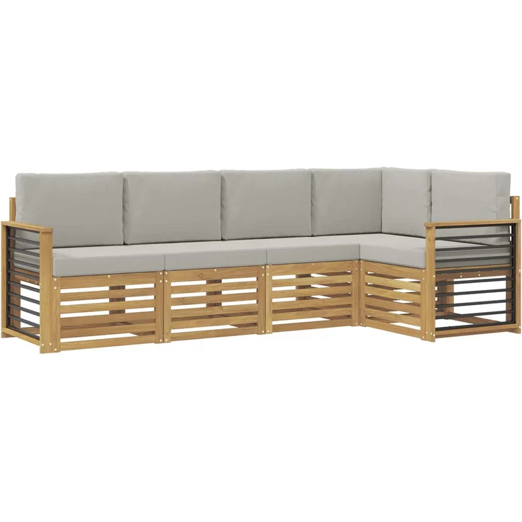 vidaXL Outdoor-Sofagarnitur 5 stk. 5-Sitzer Weiß und Hellgrau 3391846 – Bild 2