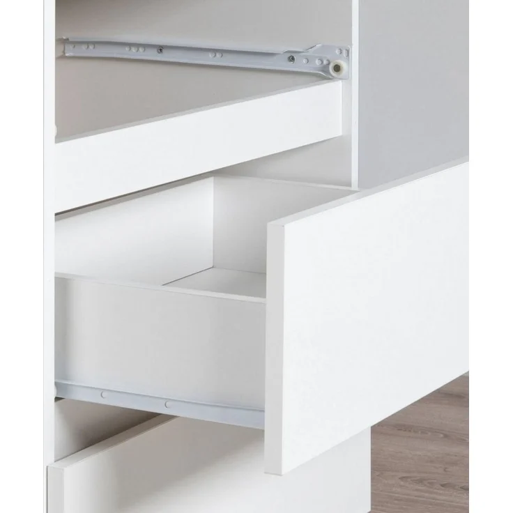 Home Collective Kommode 40 cm breit Holz Highboard Sideboard für Flur Schlafzimmer Wohnzimmer (Mehrzweckschrank Schrank schmal Kommode Schlafzimmer mit Schubladen), mit zwei schubladen 40 cm hoch viel Stauraum 2 Schubladen weiß – Bild 3