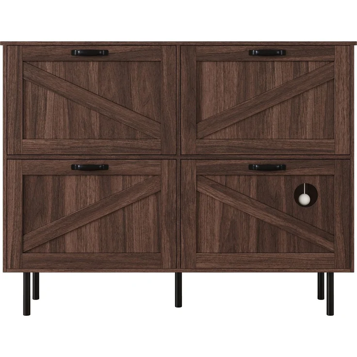 Merax Schmaler Schuhschrank mit 3 Klappen, mit Ablage für Tierspielzeug, Schuhregal, Schuhablage, Natural walnut – Bild 9