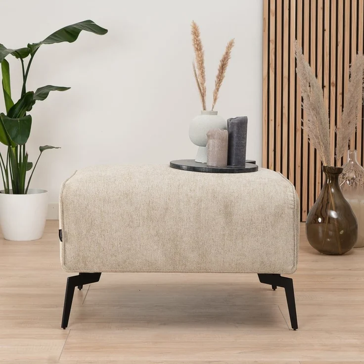Bronx71 Stoff Hocker Vegas rechteckig taupe – Bild 1
