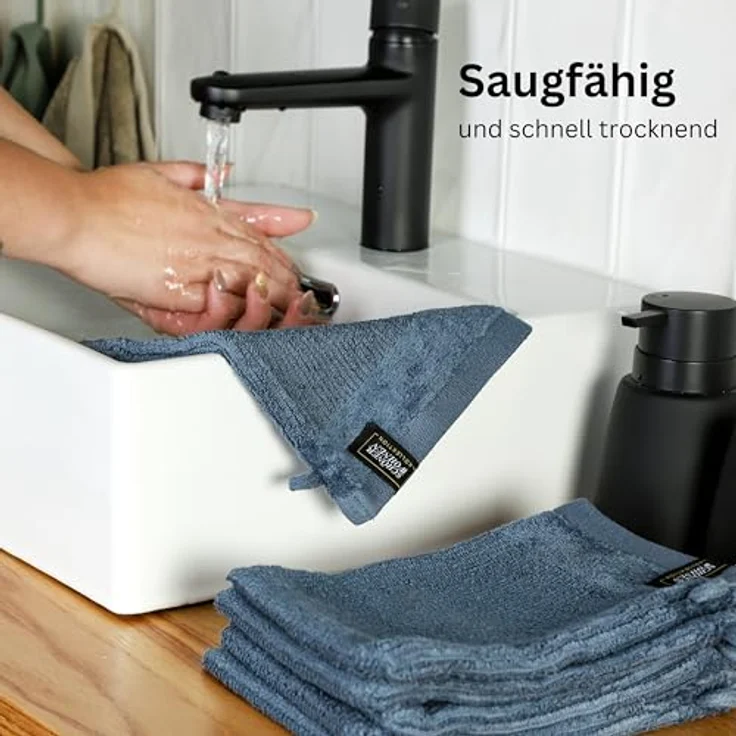 SCHÖNER WOHNEN-Kollektion Waschhandschuh Sense, (Packung, 4-St), mit Velourborte, hautschmeichelnde Airtouch Qualität, super weich – Bild 3