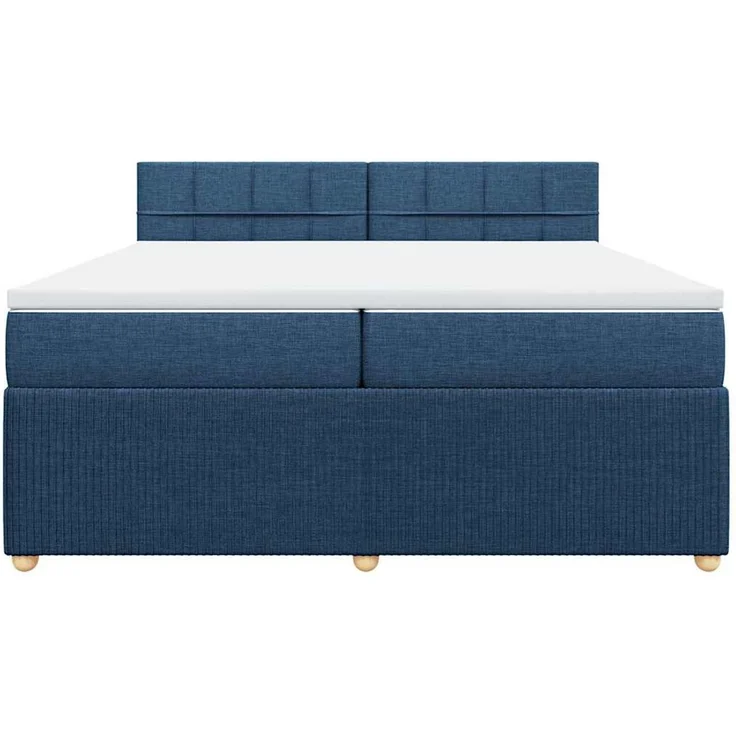 vidaXL Boxspringbett mit Matratze Blau 200x200 cm Stoff 3289869 – Bild 6