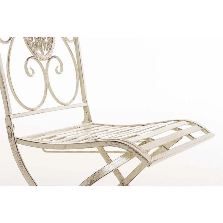 Outdoor Sitzgruppe RIZAR - Metall Antik-creme 42x49x91.5 cm | Gartenmöbelset 2 Personen Metall Vintage Balkonmöbel Set Bistrotisch Terrassenmöbelset – Bild 5