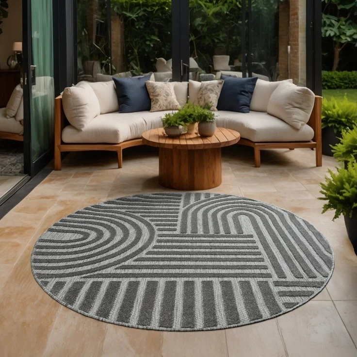 Sanat Teppich Berlin, rund, Höhe: 6 mm, In -und Outdoor geeignet, Außenbereich,Terasse, Balkon, modern – Bild 1