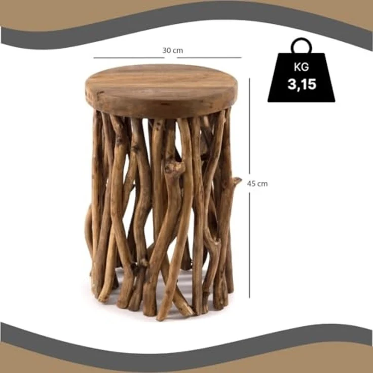 DESIGN DELIGHTS Beistelltisch BEISTELLTISCH "WOODS", Mahagoni, Äste Couchtisch, Holzhocker – Bild 2