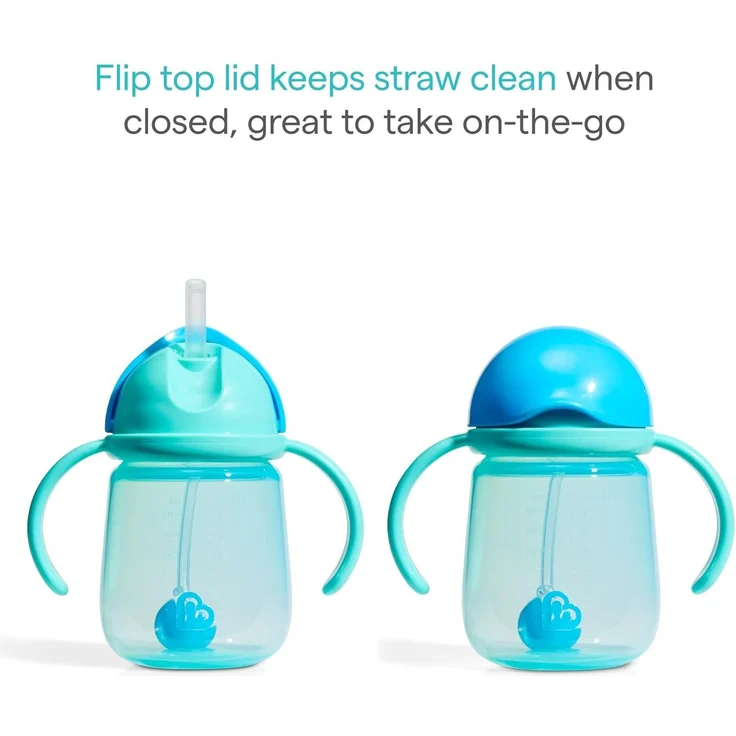 Munchkin Babyflasche Tip and Sip | 2er-Pack | 6m+ | Gewichteter Strohhalm | Blau/Gelb – Bild 3