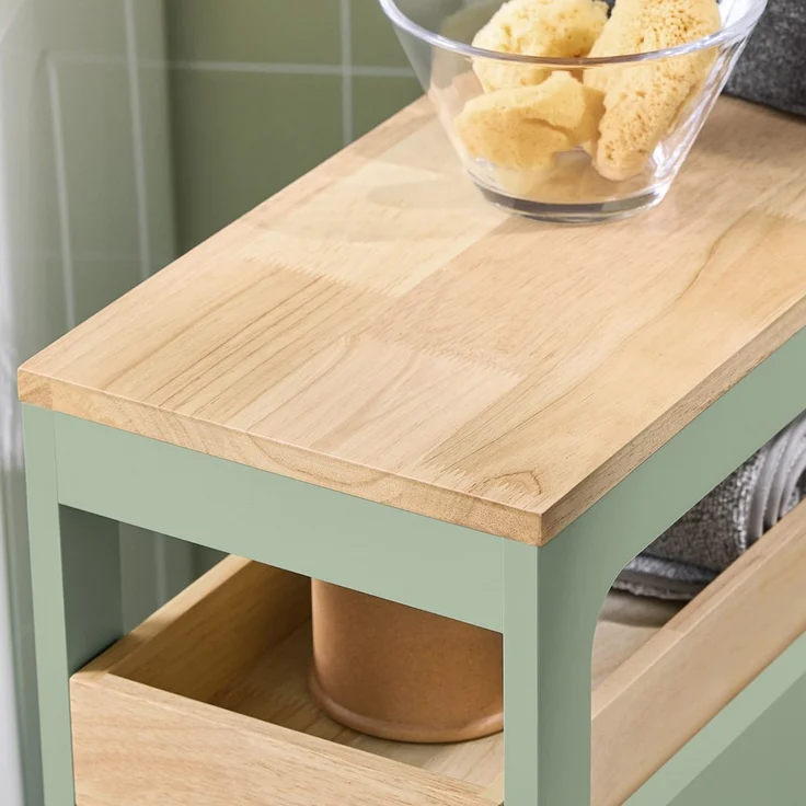 SoBuy BZR54-GR Toilettenschrank mit Toilettenpapierhalter, MDF, Lackiert, Grün, 65 x 82 x 24 cm – Bild 7