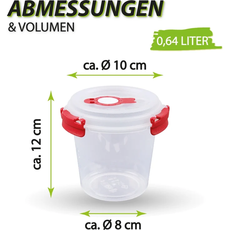 Vorratsdose für Lebensmittel ( 640 ml ) - Rot - Frischhaltedosen für Joghurt, BPA-Frei luftdicht, Aufbewahrungsbox Meal Prep Box, Schale – Bild 3