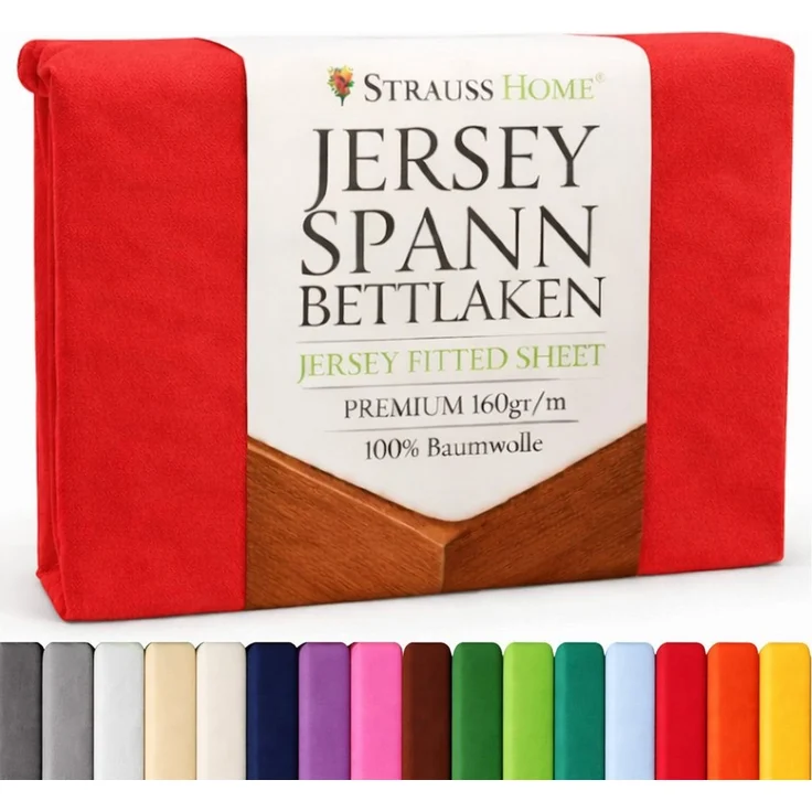 Strauss Home Spannbettlaken Premium 160 g/m² Gekämmte Baumwolle Jersey in Hotelqualität, Gummizug: Rundumgummi, OEKO-TEX®-zertifiziert - Hotelqualität – Formstabil & Langlebig – Bild 1